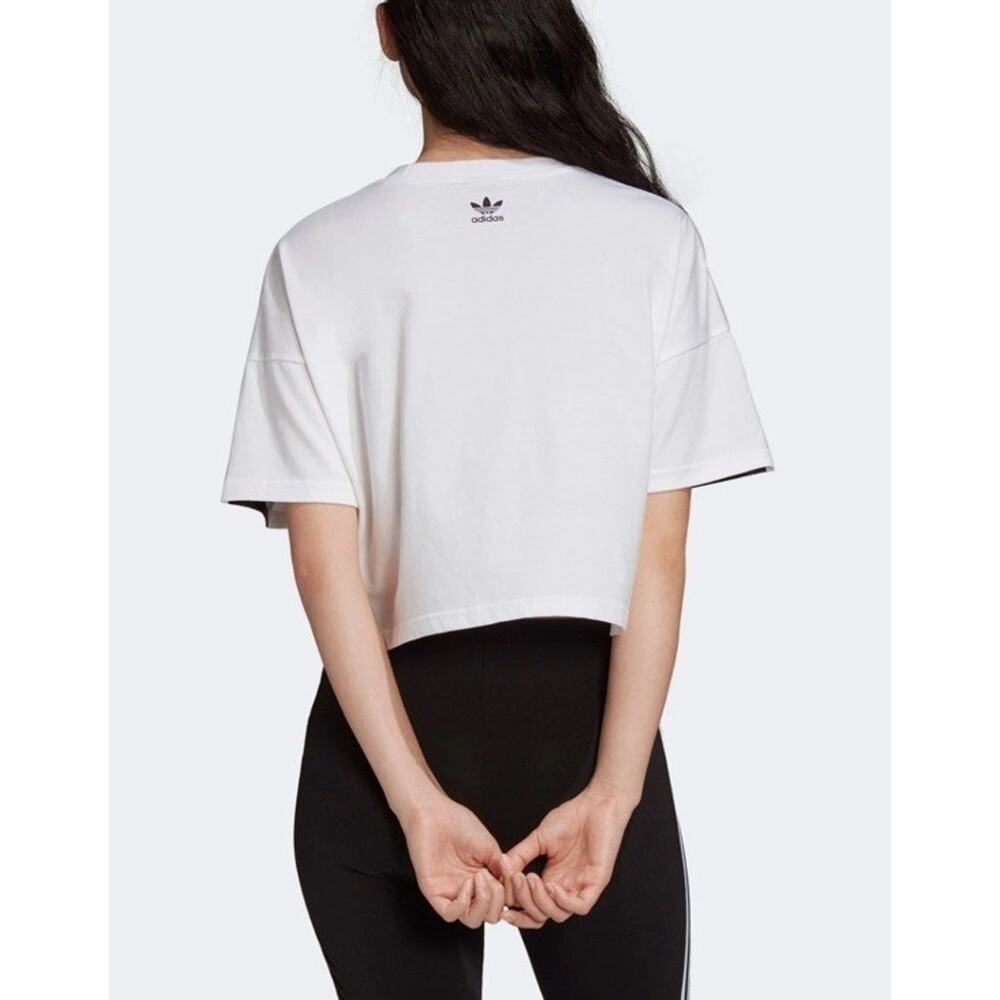 adidas Originals Adicolor Big Trefoil T-Shirt Tee Womens Black White Sz L - Picture 4 of 7